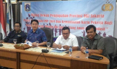 Diskusi bertema pascapenetapan UMP 2019  DKI Jakarta di Jakarta, Rabu (27/11).