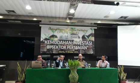 Diskusi media bertema 'Kemudahan Investasi Sektor Pertanian' di Gedung PIA Kementerian Pertanian, Rabu (17/10).