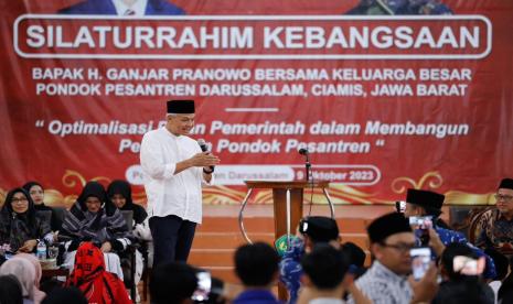 Diskusi Pondok Pesantren (Ponpes) Darussalam, Ciamis, Jawa Barat, Senin (9/10/2023).