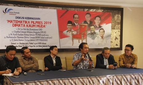  diskusi Poros Pemuda Indonesia (PPI) dengan tema “Matematika Pilpres 2019 di Mata Pemuda” di Cikini, Jumat (20/10)