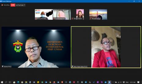 Diskusi virtual membahas tentang pemilu di Amerika Serikat digelar oleh Departemen HI, FISIP Universitas Hasanuddin, Makassar, Rabu (4/11).