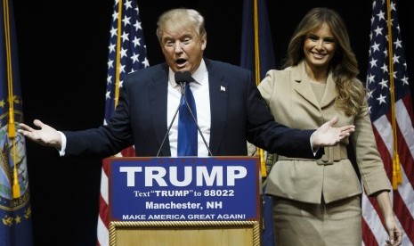 Donald Trump saat berkampanye ditemani istrinya Melania Trump