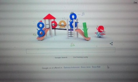 doodle google yang didesain untuk memperingati hari anak.