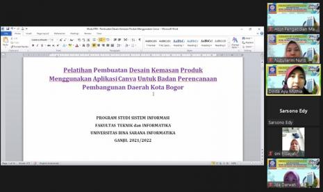 Dosen Universitas BSI (Bina Sarana Informatika) beserta mahasiswa program studi (prodi) Sistem Informasi (SI) melaksanakan kegiatan pengabdian masyarakat (PM) kepada kelompok tani, komunitas dan UMKM binaan Badan Perencanaan Pembangunan Daerah (Bappeda) Kota Bogor, pada Sabtu (9/10).