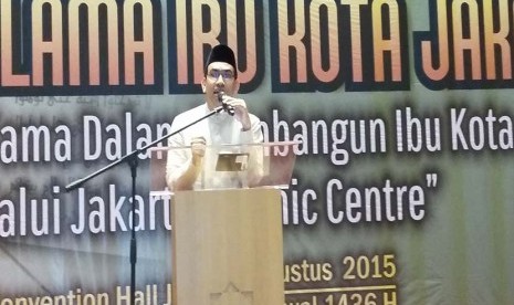 Dr Habib Ali Hasan Al-Bahar tampil sebagai pembicara pada Halaqah Ulama Ibukota Jakarta di Convention Hall Jakarta Islamic Centre (JIC) Jakarta Utara, Rabu (12/8). 