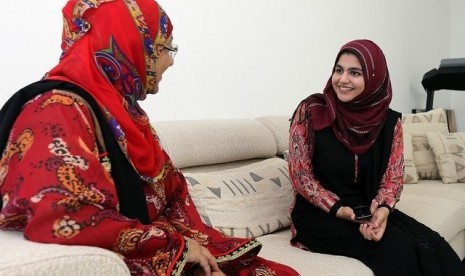 Dr Nusrat Irshad speaks with her daugher Ayesha Memon who will be awarded soon for the full marks in mathematics talks to her mother Dr Nusrat Irshad at her residence in Fujairah