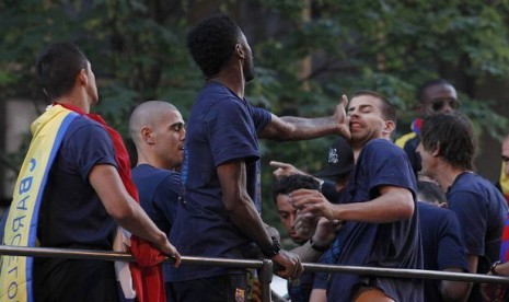 Dua bintang Barcelona bertengkar di atas bus parade kemenangan atas gelar La Liga