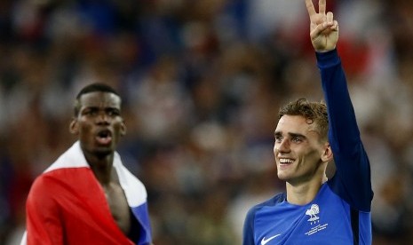 Dua bintang timnas Prancis, Paul Pogba (kiri) dan Antoine Griezmann.