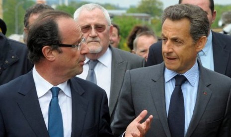 Dua Calon Presiden Prancis Francois Hollande dan Nicolas Sarkozy  