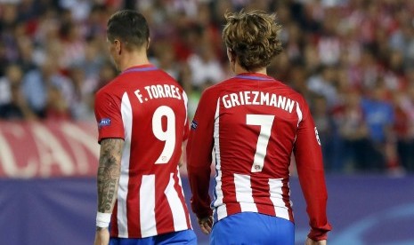 Dua penggawa Atletico Madrid, Fernando Torres dan Antoine Griezmann.