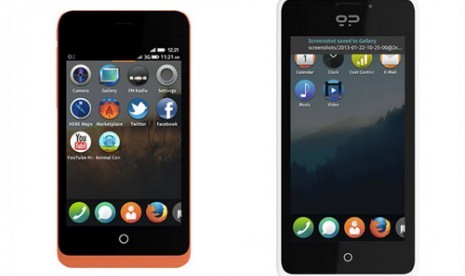 dua smartphone yang 'bernyawakan' Firefox OS dari Geekphone, yaitu Keon dan Peak.