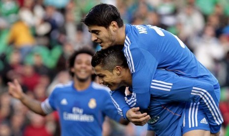 Dua striker Real Madrid, Alvaro Morata (kanan) dan Cristiano Ronaldo.