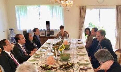 Dubes RI untuk Selandia Baru,Tantowi usai acara working luncheon bersama jajaran pimpinan Government to Government (G2G) dan Massey University di Wellington Kamis (6 /9).