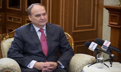 Dubes Rusia untuk AS Anatoly Antonov, saat masih menjabat sebagai Wakil Menteri Pertahanan Rusia, berbicara dalam wawancara dengan Xinhua di Moskow, Rusia, 17 April 2016