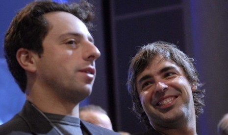 Duo pendiri Google, Sergey Brin (Kiri) dan Larry Page