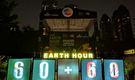 Earth Hour di SCBD, Sabtu (30/3) malam WIB.