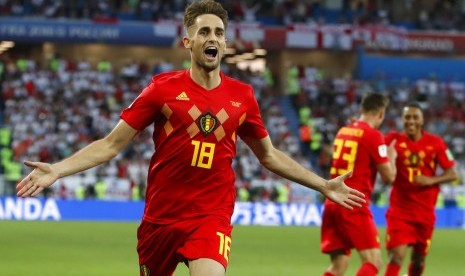 Ekspresi Adnan Januzaj setelah menjebol gawang Inggris.