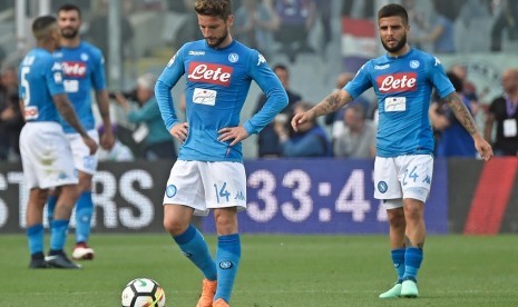 Ekspresi kekecewaan pemain Napoli setelah gawang mereka dijebol Fiorentina.