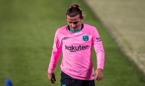 Ekspresi penyerang Barcelona, Antoine Griezmann.