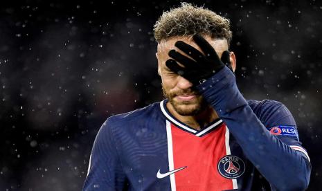 Ekspresi penyerang PSG, Neymar jr.