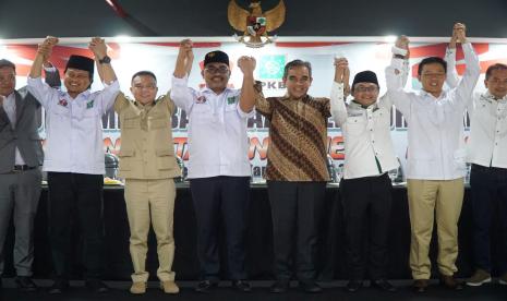 Elite Partai Gerindra dan Partai Kebangkitan Bangsa (PKB) menggelar pertemuan untuk persiapan Pemilu 2024 di kawasan Senen, Jakarta, Kamis (30/6) malam. Kedua partai memastikan Koalisi Kebangkitan Indonesia Raya sudah serius hingga level wilayah.