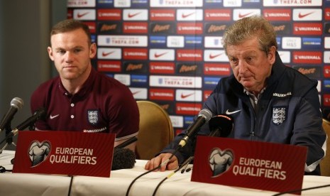 England manager Roy Hodgson and Wayne Rooney during the press conference