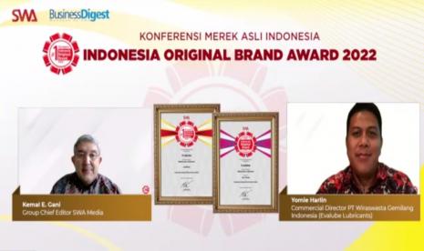 Evalube merupakan pelumas asli Indonesia kembali memperoleh penghargaan Indonesia Original Brand (IOB) sejak 2011 hingga 2022.