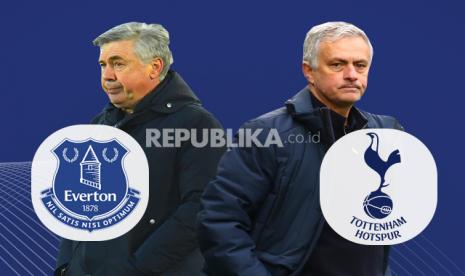 Everton vs Tottenham Hotspur, perlombaan tim asuhan Carlo Ancelotti (kiri) dan Jose Mourinho finis di empat besar Liga Primer Inggris.