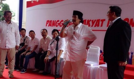 Fadli Zon menghadiri deklarasi pelawak untuk mendukung Prabowo-Hatta di Rumah Polonia, Jakarta Timur.