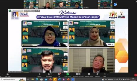 Fakultas Ekonomi dan Bisnis (FEB) Kampus Digital Bisnis, Universitas Nusa Mandiri (UNM) sukses menggelar acara webinar dengan tema “Strategi Bisnis UMKM untuk Menembus Pasar Ekspor”. 