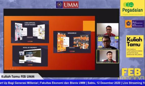 Fakultas Ekonomi dan Bisnis (FEB) Universitas Muhammadiyah Malang (UMM) melalui Pusat Perkembangan Karir Kewirausahaan (PPKWU) bekerja sama dengan Pegadaian Jakarta untuk melangsungkan kuliah tamu secara daring. 