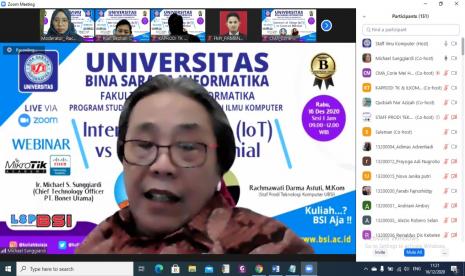 Fakultas Teknik dan Informatika UBSI  menggelar webinar bertajuk ‘Internet of Things (IoT) vs Generasi Milenial’.