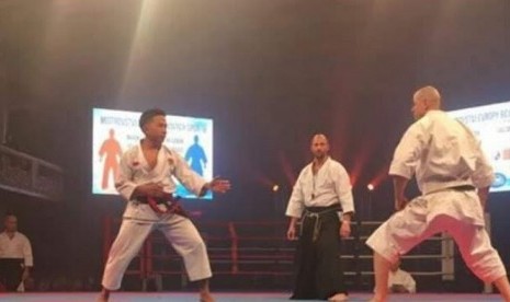 Fauzan dalam perandingan final karate di Praha, awal tahun 2018.