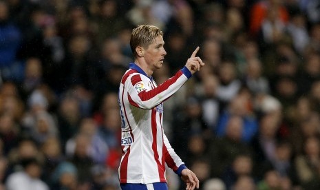 Fernando Torres usai menjebol gawang Real Madrid pada laga Copa del Rey, Jumat (16/1) dini hari WIB