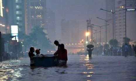 Flooding hits the center of Indonesian Capital, Jakarta. (illustration)