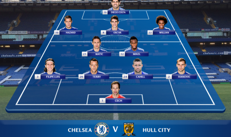 Formasi pemain Chelsea lawan Hull City.