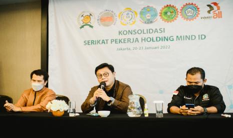 Forum SP Anggota Holding MIND ID yang terdiri dari Persatuan Pegawai Aneka Tambang (PERPANTAM), Serikat Pekerja Bukit Asam (SP BA), SP KEP SPSI PT Freeport Indonesia, SP LEM SPSI PT Inalum (Persero) dan Ikatan Karyawan Timah (IKT) melaksanakan konsolidasi pada Jumat (21/1) di Jakarta. 