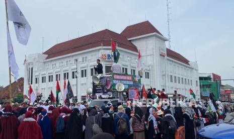 Forum Ukhuwah Islamiyah (FUI) DIY menggelar aksi bertajuk Kemenangan Gaza Menuju Pembebasan Al Aqsha, Sabtu (1/2/2025). Aksi ini menjadi wujud solidaritas terhadap perjuangan rakyat Palestina.