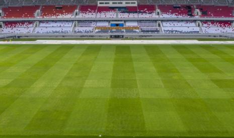 Foto aerial renovasi Stadion Gelora Sriwijaya Jakabaring (GSJ) yang diperuntukkan untuk venue Piala Dunia U20 2021.