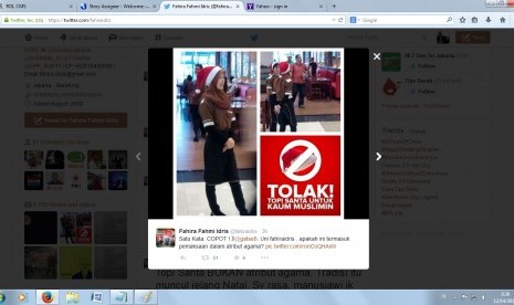 foto di twitter yang menolak penggunaan topi santa bagi kaum muslimah