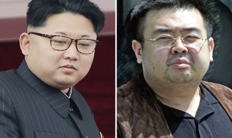 Foto kombinasi Pemimpin Korea Utara Kim Jong-un dan Saudara seayah Kim Jong-nam