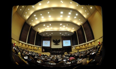 Foto suasana sidang paripurna DPD di Kompleks Parlemen, Senayan, Jakarta,