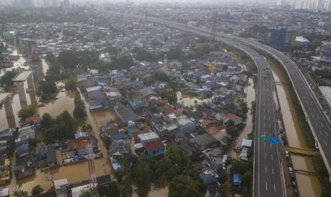 Foto udara banjir di Cipinang Melayu, Jakarta Timur