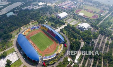 Aerial view of Jakabaring Sport City (JSC), Palembang, South Sumatra.