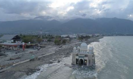 Foto udara kondisi Palu pascagempa dan tsunami, Selasa (2/10). 