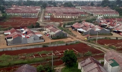 Foto udara perumahan subsidi di Bogor, Jawa Barat, Sabtu (30/3/2019).