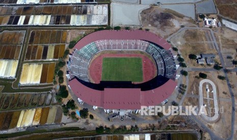 Foto udara Stadion Gelora Bung Tomo, Surabaya, Jawa Timur, Jumat (25/10/2019).