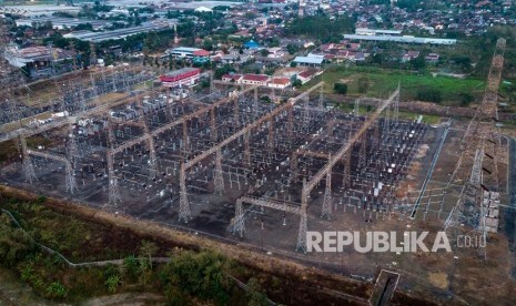 Foto udara suasana kompleks PT PLN (Persero) Pusat Pengatur Beban (P2B) Area Pengatur Beban (APB) Jateng-DIY di Ungaran, Kabupaten Semarang, Jawa Tengah, Senin (5/8/2019).