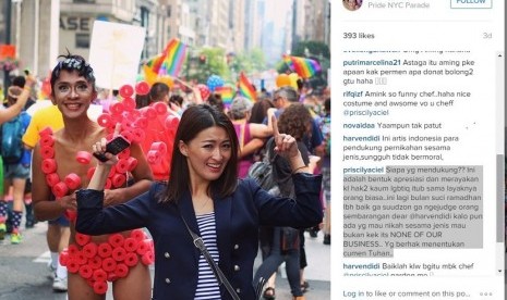 Foto yang memperlihatkan Chef Priscil dan Aming dalam 'Gay Parade' di Amerika Serikat, 29 Juni lalu