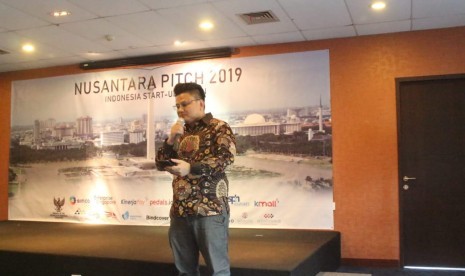 Founder Glexindo Hadi Lee saat memberikan pemaparan saat acara Nusantara Pich Jumpstart your Startup.2019 di WoKode Technopreneur Hub di Jakarta 23 Juli 2019